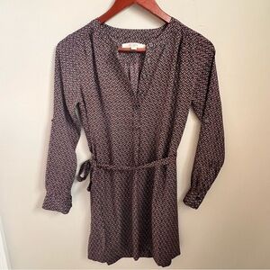 Loft petite women shirt dress burgundy block print size XXSP